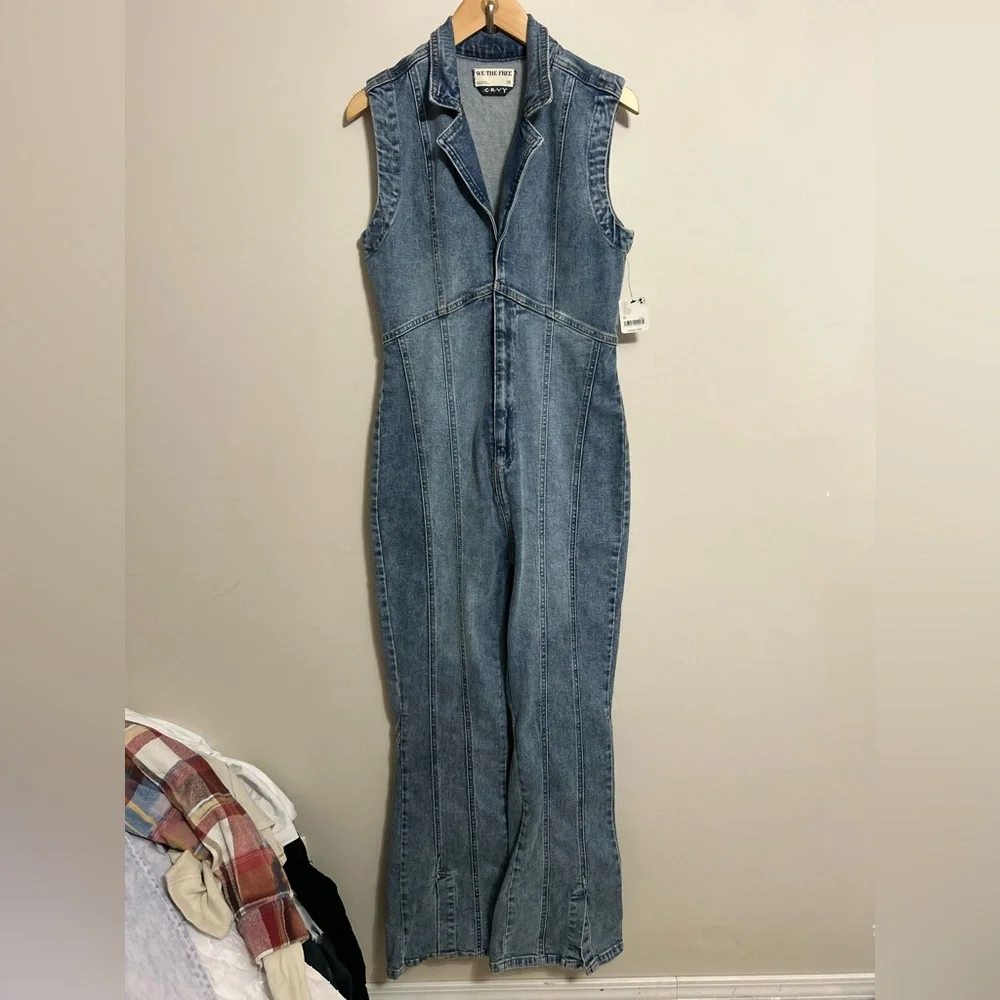 ⭐️NWT Free People Jumpsuit Jean Sleeveless medium